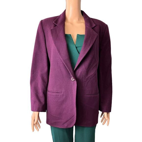 Sag Harbor Vintage 100% Wool Plum Blazer Single Button 10 - Picture 1 of 6